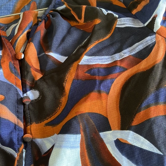 Nine West long sleeve v neck button up navy blue black red blouse shirt sz XS - Picture 17 of 17